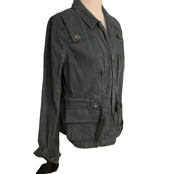 anthro Hei Hei Cargo Canvas Utility Jacket Military Long Sleeve Blue Size 6 - Picture 5 of 11